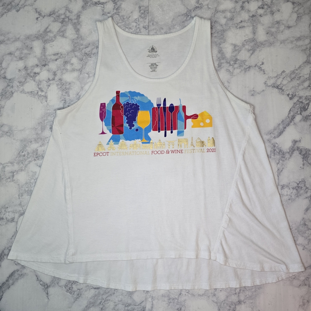 Disney World Epcot Food & Wine Festival Tank Top White Medium Relaxed Fit